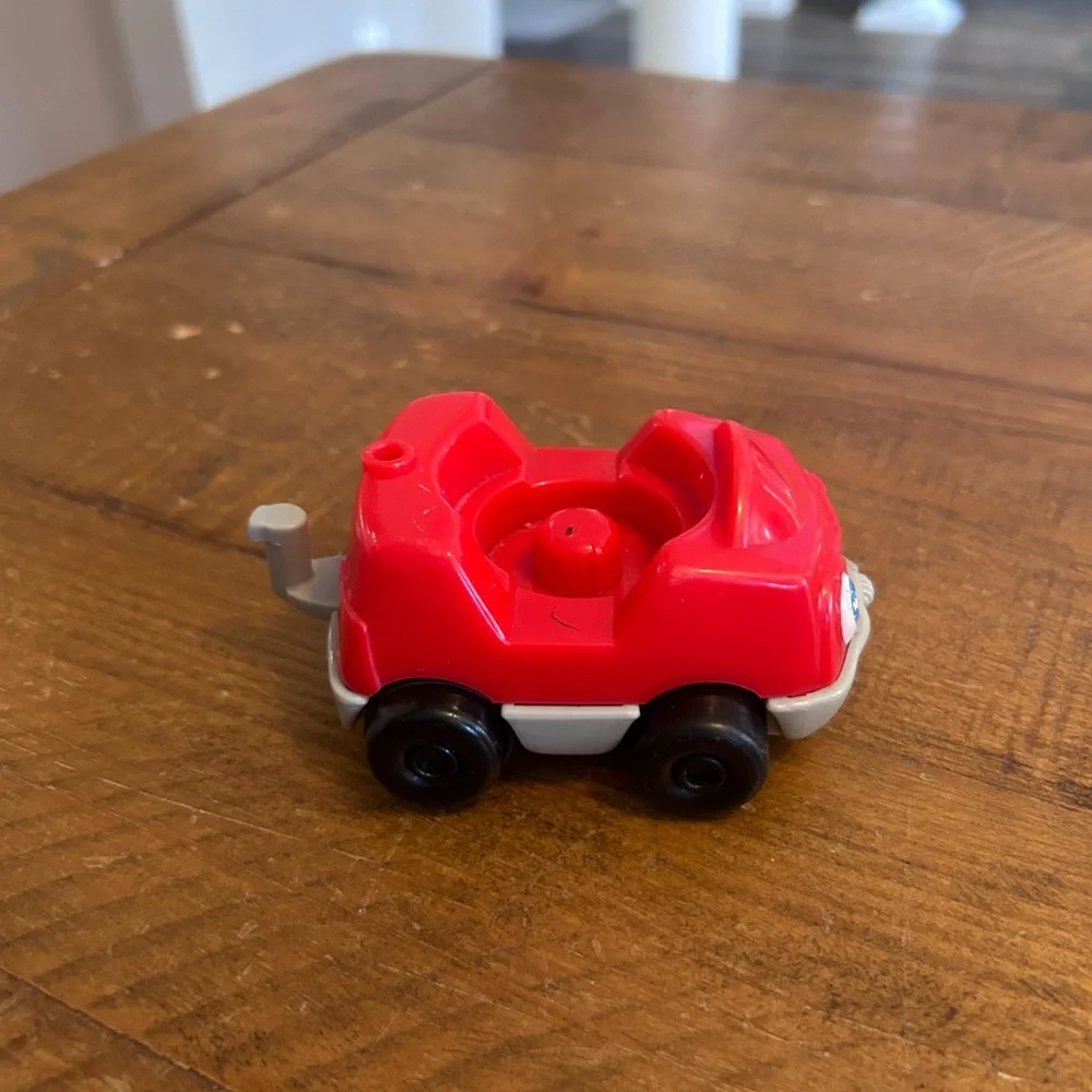 Fisher Price Little People red car with hitch as is